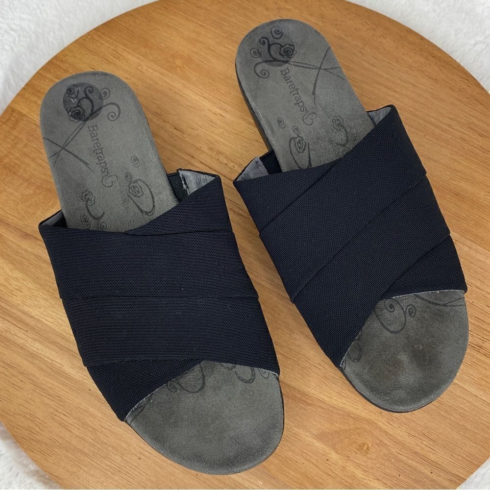 BareTraps Jade Mesh‎ Fabric Slide Sandals Black 8.5